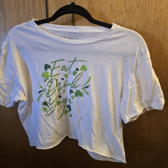 Miken White Tee with Bright and Dark Green Shamrock Print - Picture 3 of 4